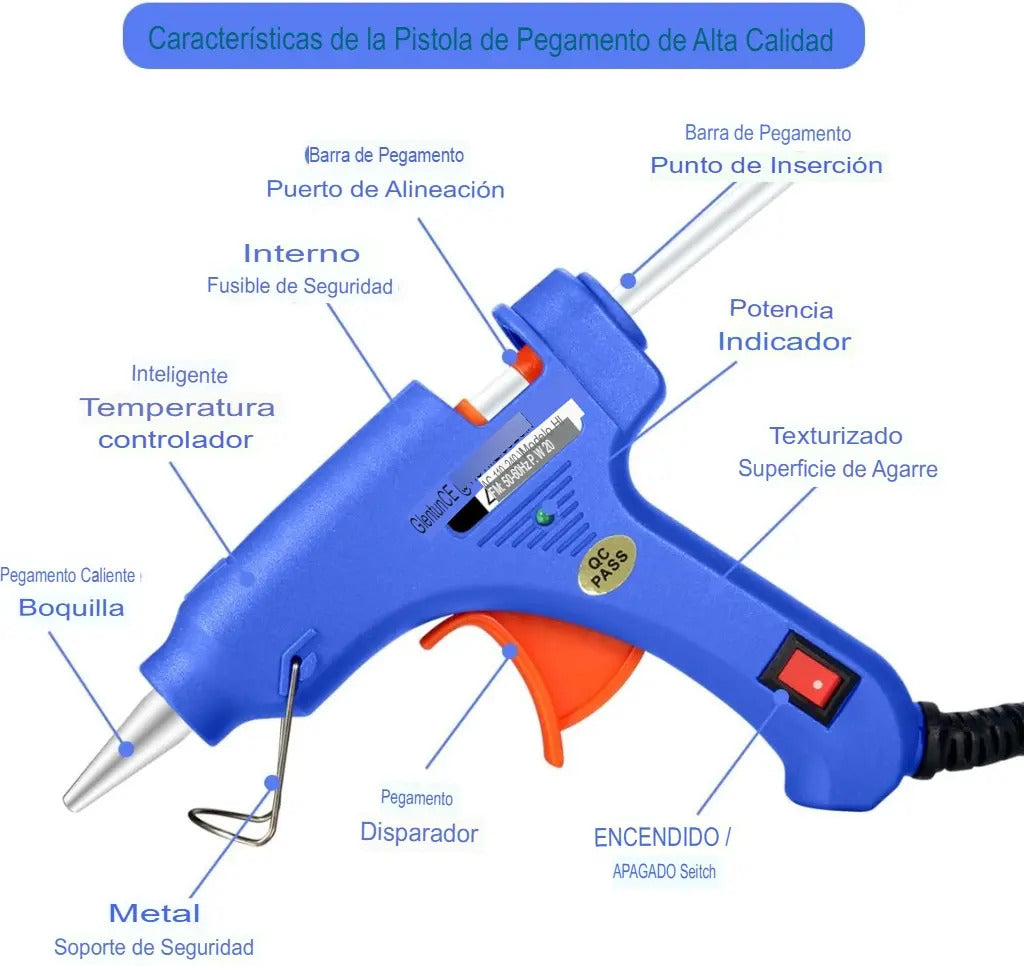 Pistola De Silicona Electrica 20w Mas 10 Barras Silicona 7mm - vista 5