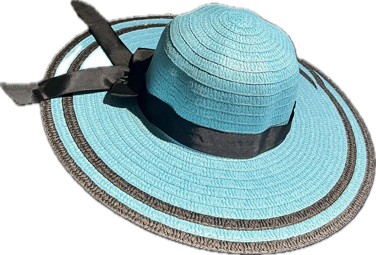 Sombrero De Verano Diseño Con Lazo Borde Negro Playa Campo - vista 18