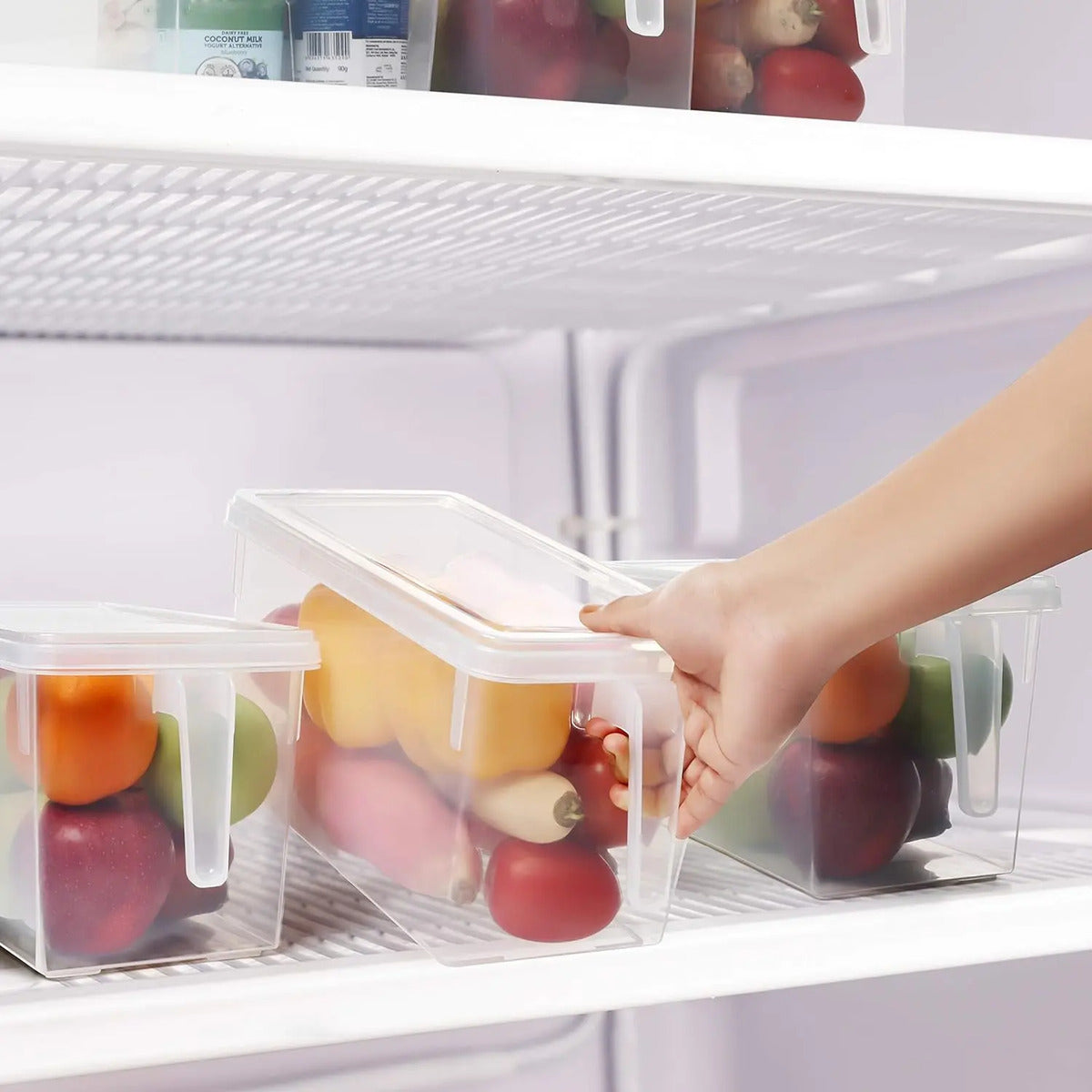 Organizador Para Refrigerador Contenedor Con Tapa Y Mango - vista 4