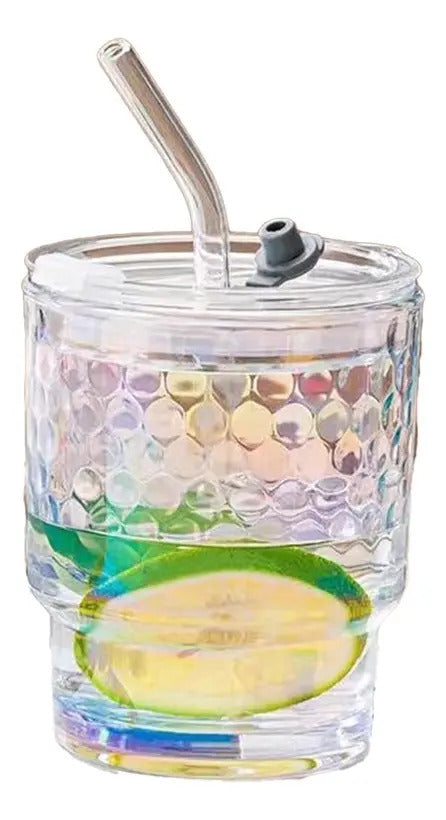 Vaso De Vidrio Con Bombilla Y Tapa Hermetica Diseño Moderno - vista 6