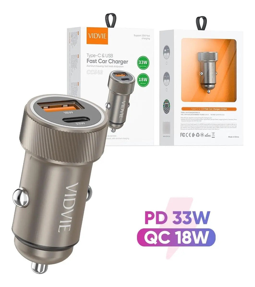 Cargador Auto Dual Usb Ytipo C 33w/18w Cargarápida(cable C-c - vista 2