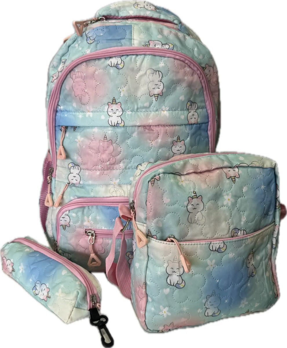 Mochila escolar infantil 3 piezas con lonchera