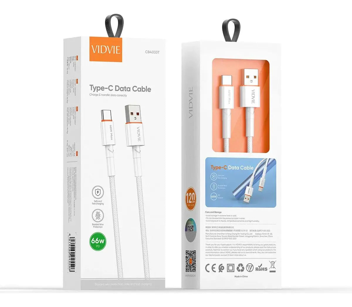 Cable Tipo Usb- C 1.2m Blanco De Carga Rápida (66w Output) - vista 5