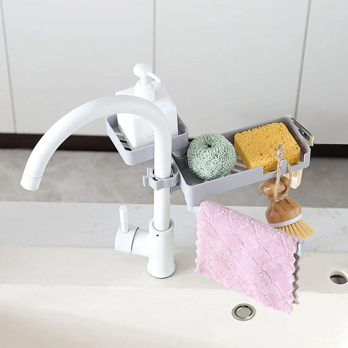 Soporte Porta Esponja Para Grifo Multiuso Tres Niveles - vista 5