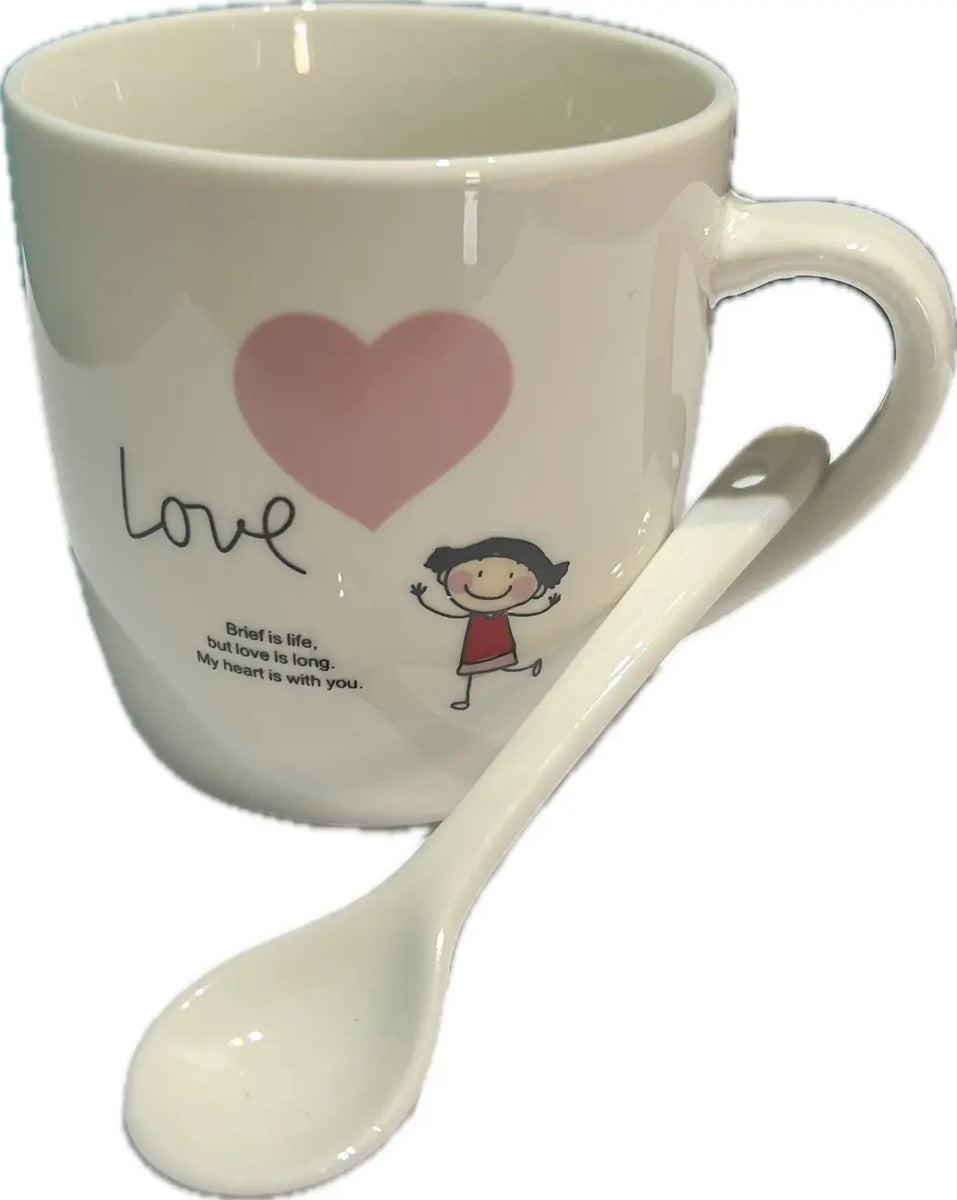 Taza De Cafe Con Cucharilla Lindo Diseño Kawaii Ideal Regalo - vista 4