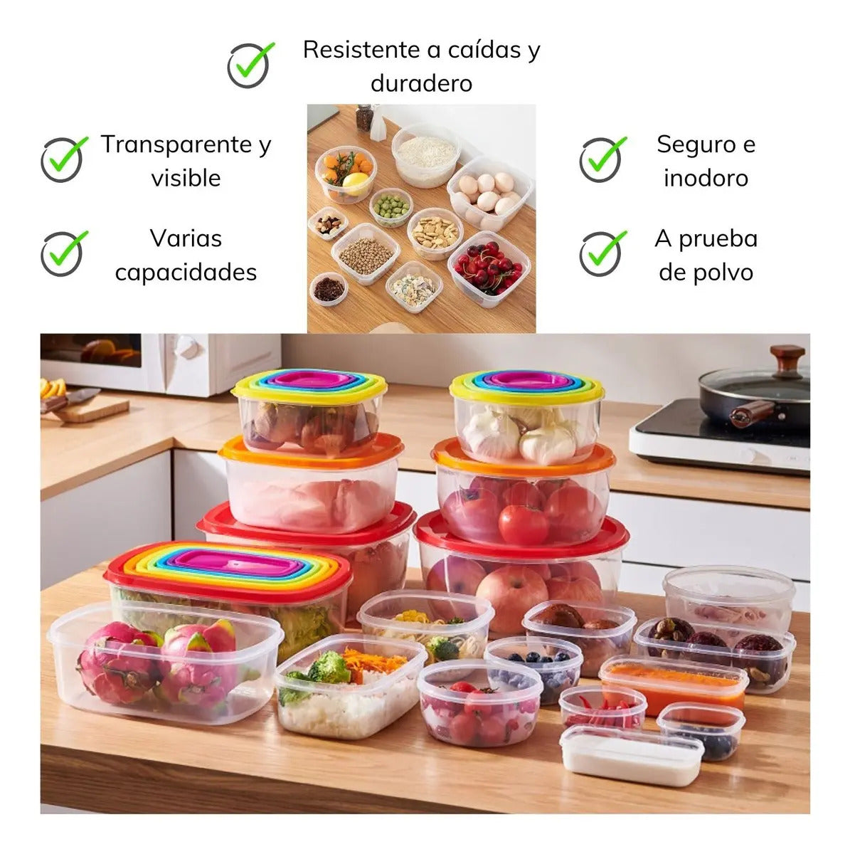 Set 5 Contenedores Hermeticos Redondos Taper Pote Plastico - vista 3