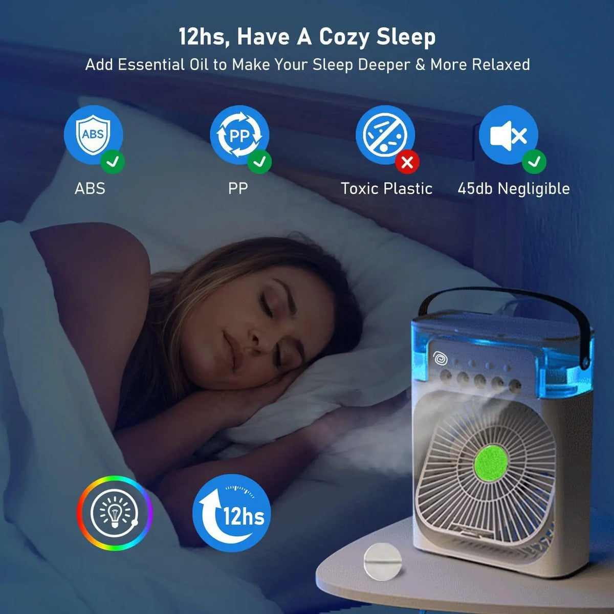 Ventilador De Escritorio Y Humificador Con Luz Led 4 En 1 - vista 9