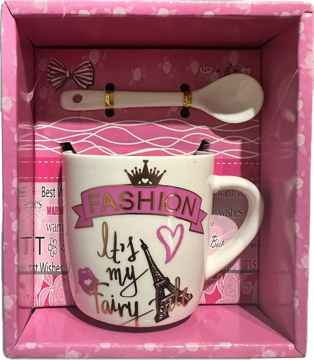 Taza De Cafe Con Cucharilla Lindo Diseño Kawaii Ideal Regalo - vista 3