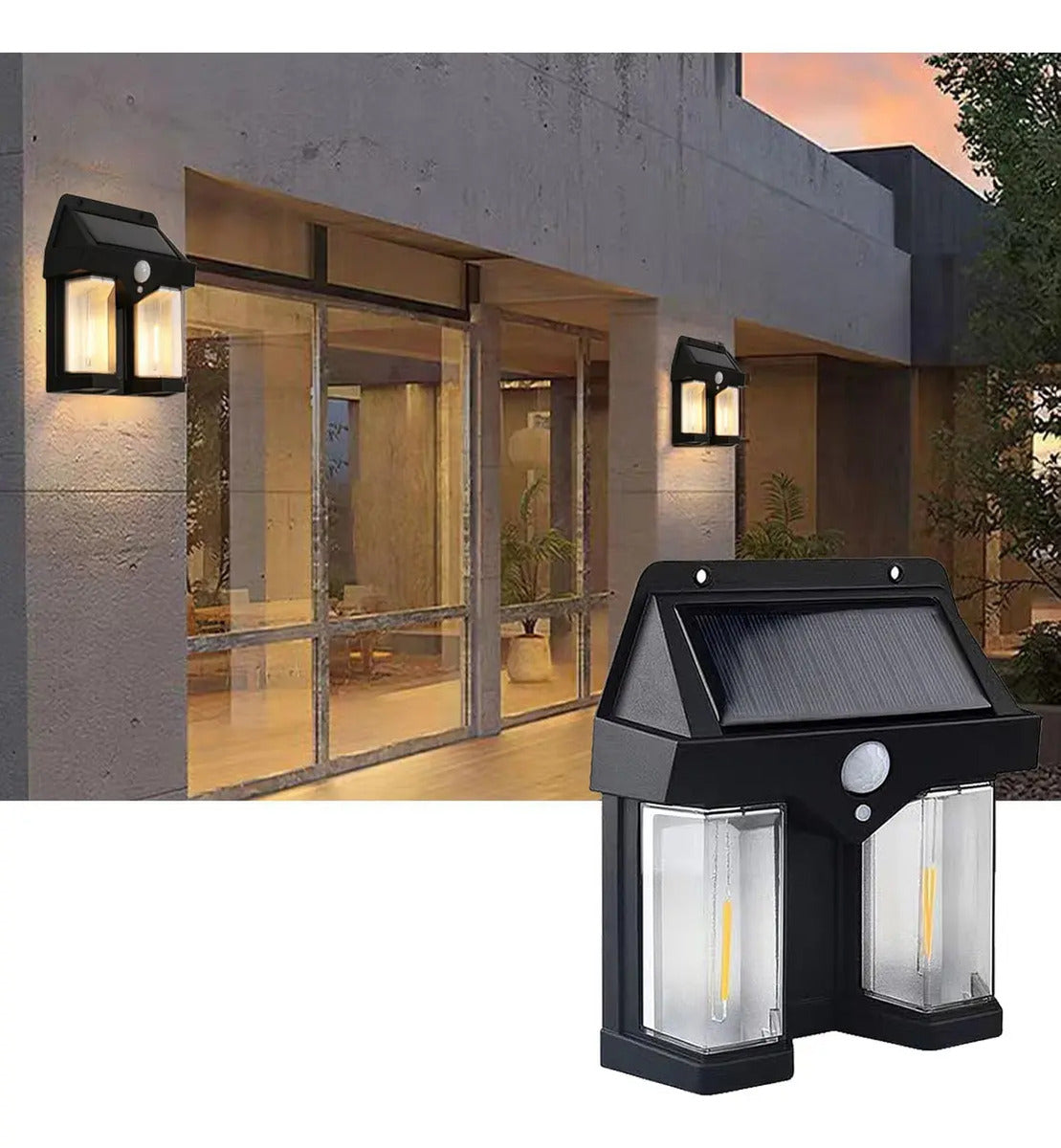 Lampara Solar De Pared Con Sensor Movimiento Aplique Muro - vista 3