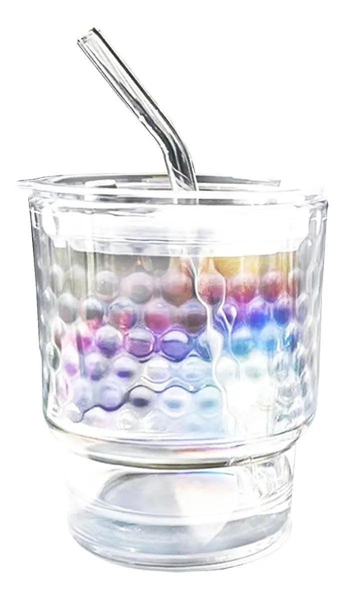 Vaso De Vidrio Con Bombilla Y Tapa Hermetica Diseño Moderno - vista 4