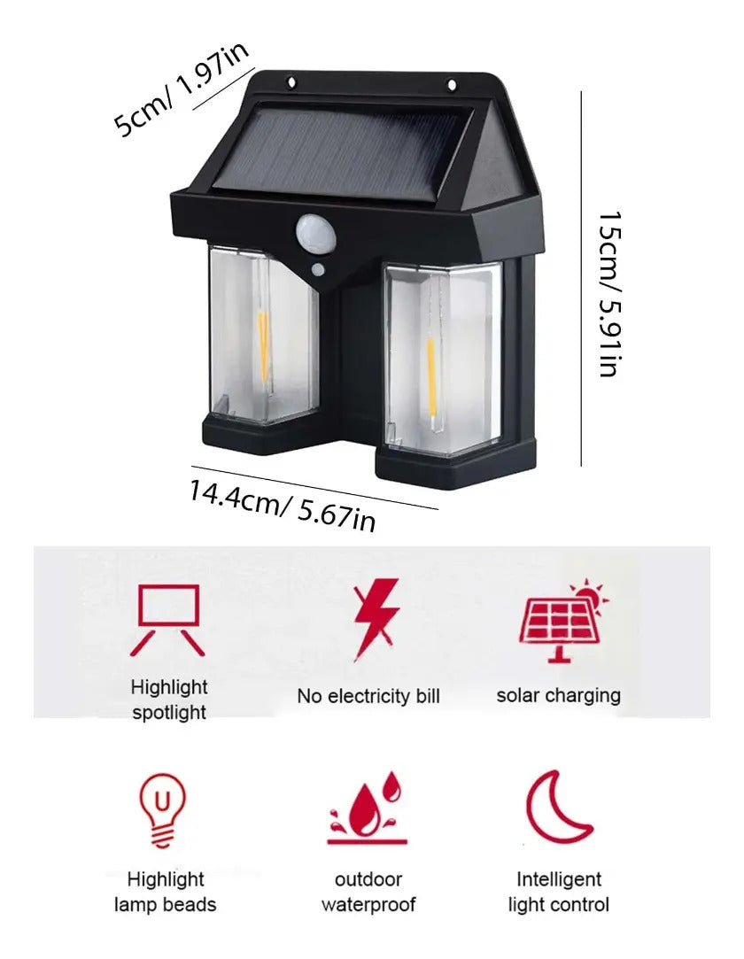 Lampara Solar De Pared Con Sensor Movimiento Aplique Muro - vista 2