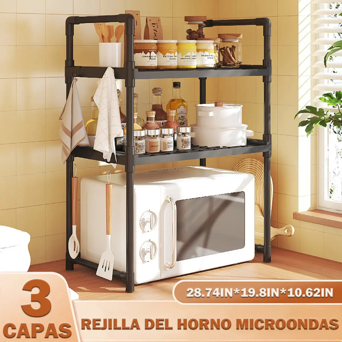 Rack Estante Organizador De Cocina Para Microondas 3 Niveles - vista 11