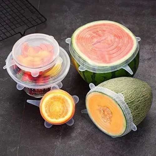 Set De 6 Tapas De Silicona Ajustables Para Alimentos Sellado - vista 4