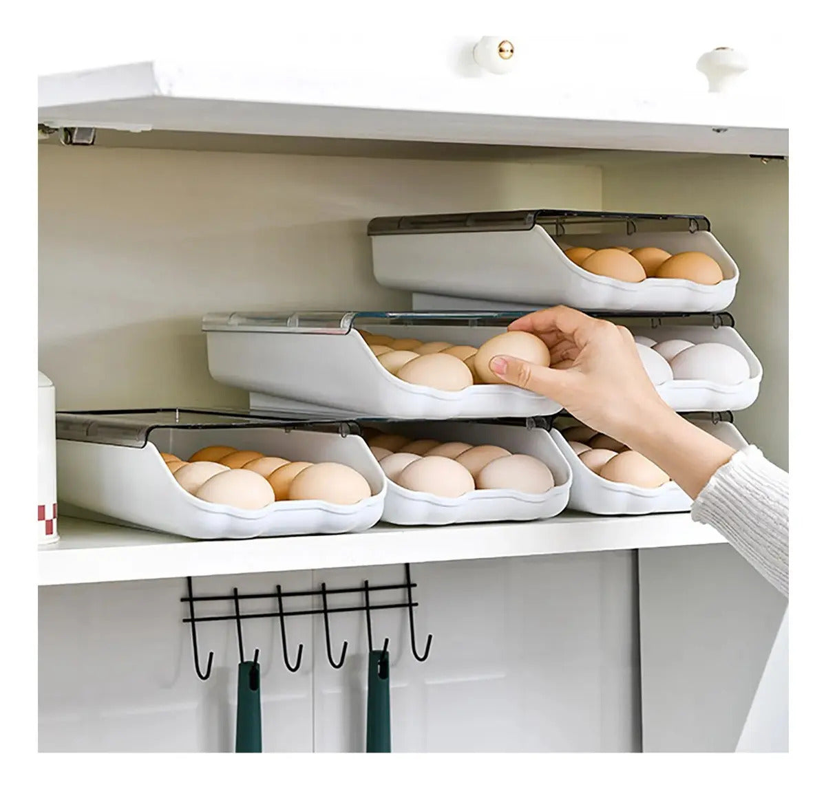 Organizador De Huevos Dispensador Huevos Automatico Apilable - vista 5