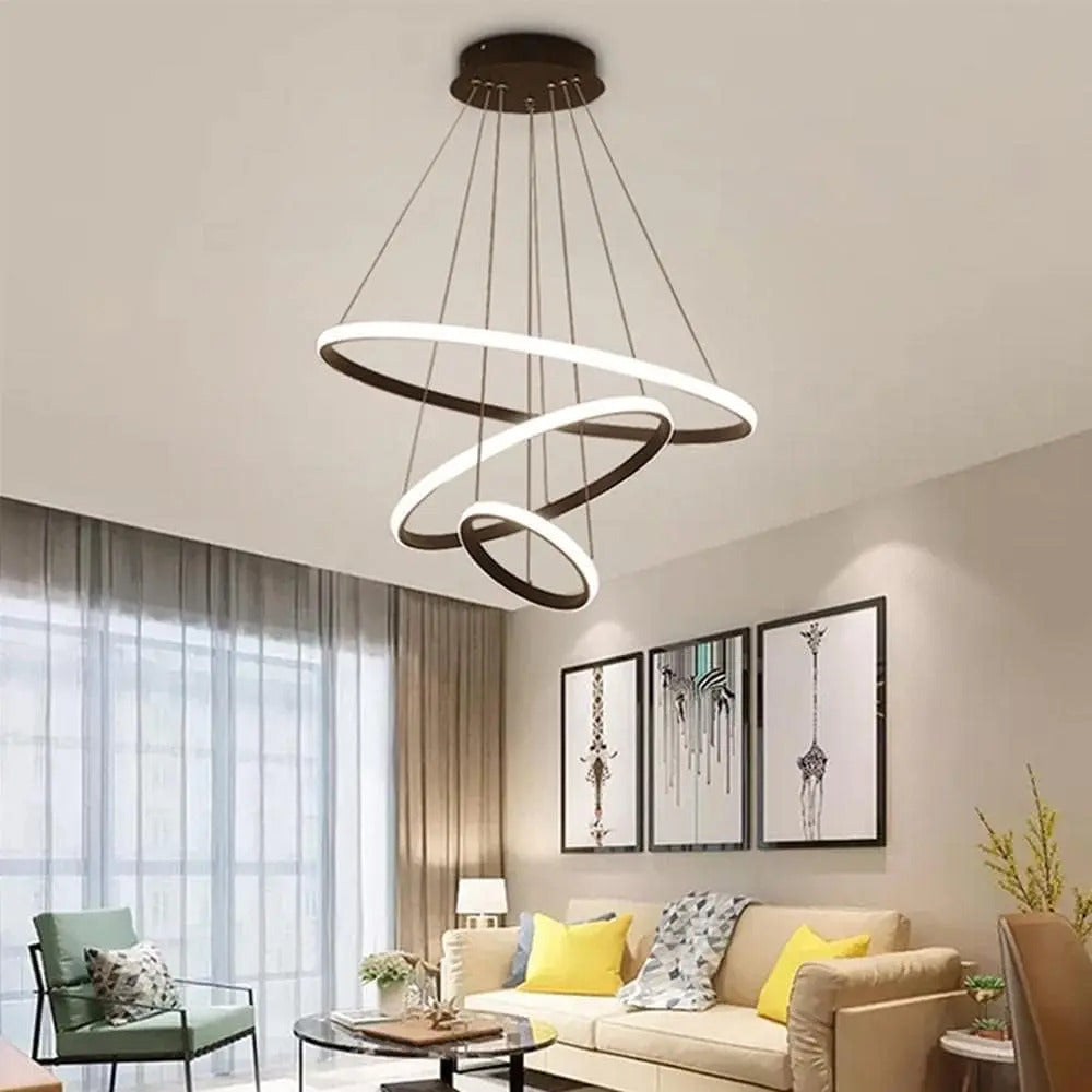 Lampara De Techo Colgante Led Diseño Moderno Triple Aro 48w - vista 2