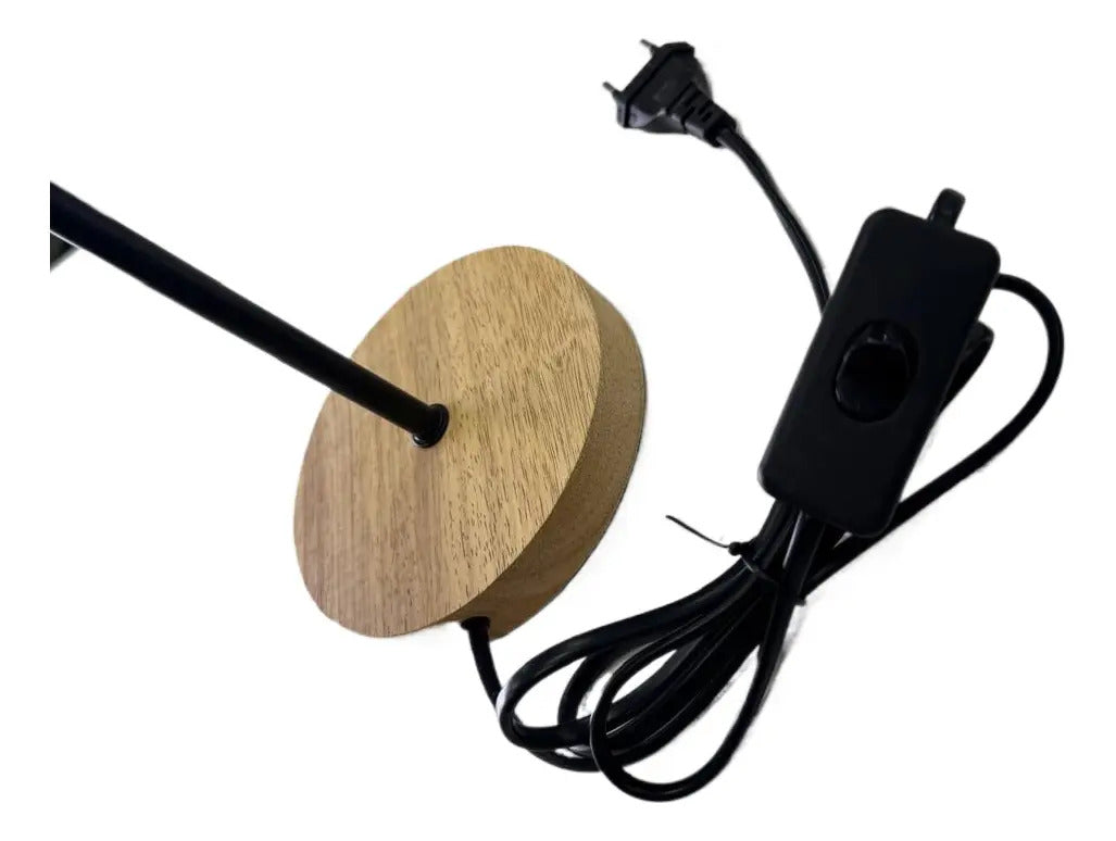 Lampara Velador Mesa Escritorio Elegante Diseño Base Madera - vista 2