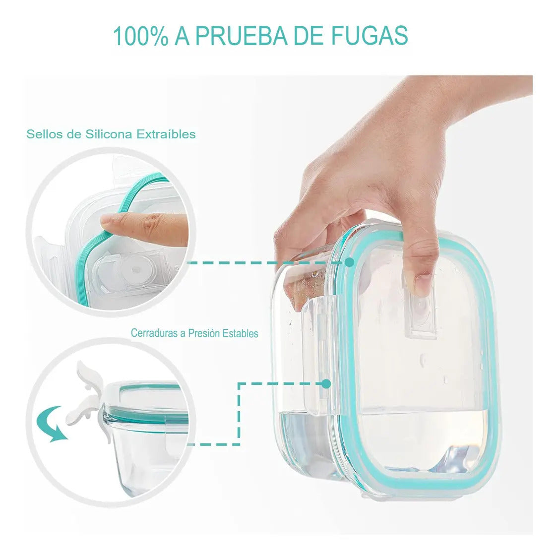 Contenedor Hermetico De Vidrio Tapper Rectangular 1000ml - vista 4