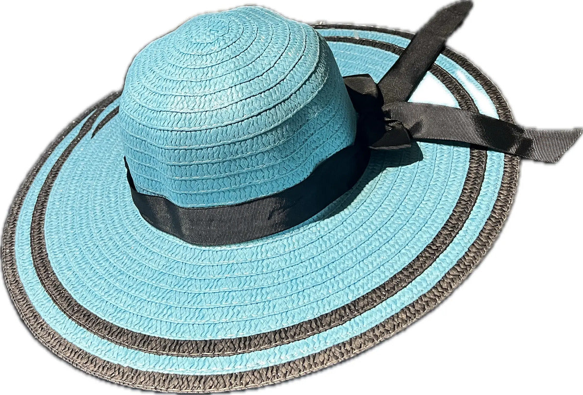 Sombrero De Verano Diseño Con Lazo Borde Negro Playa Campo - vista 16