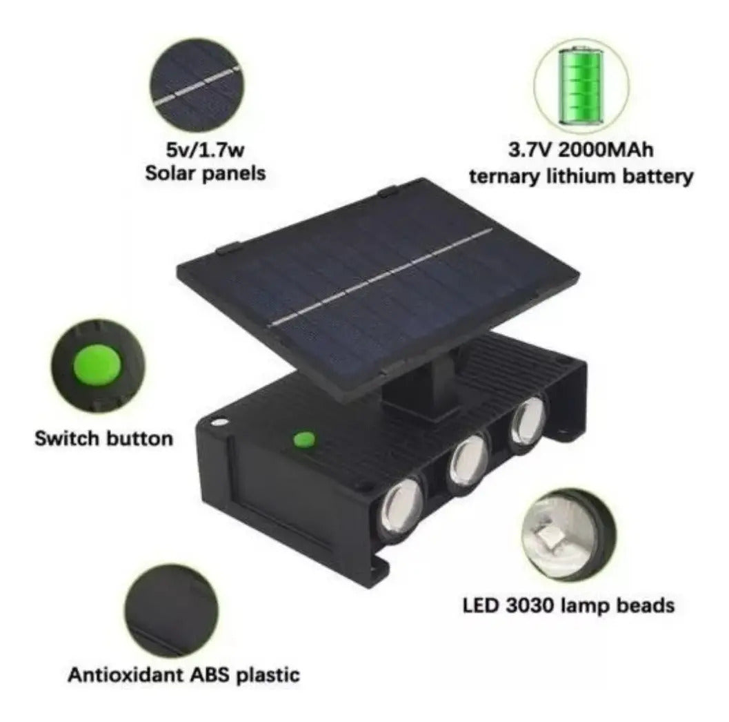 Lampara Solar Led Foco Solar Exterior Decorativo Aplique - vista 10