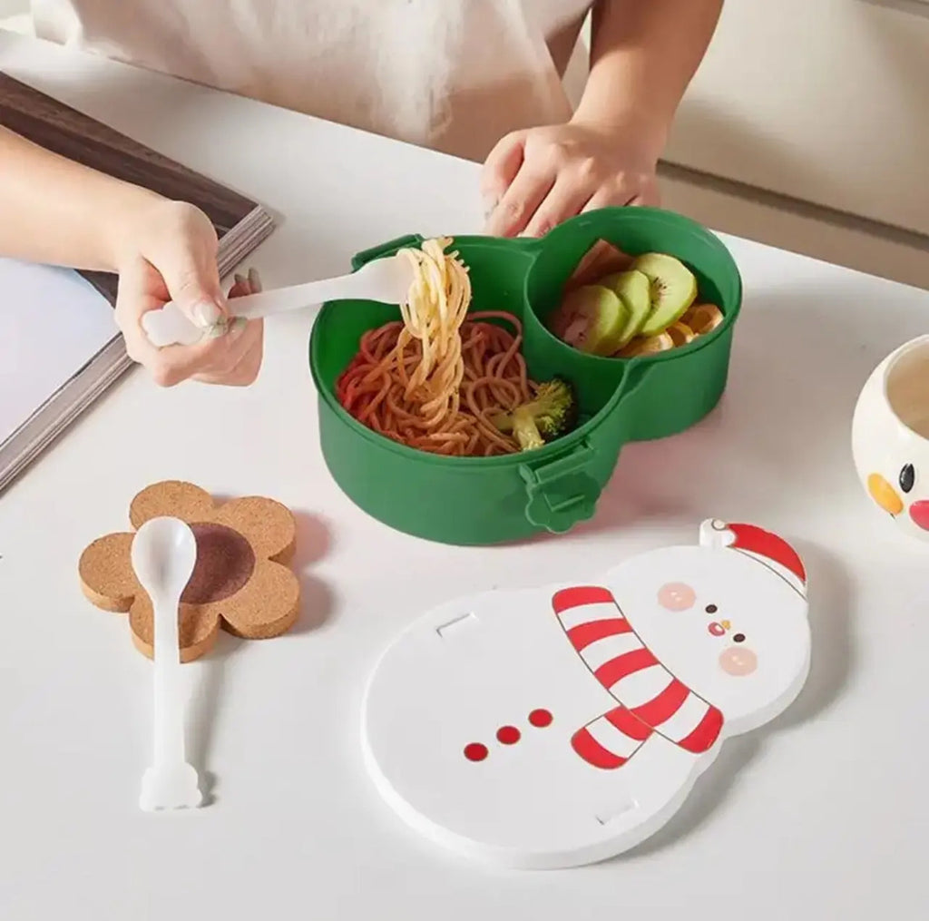 Contenedor De Alimentos De Navidad Con Division Y Cubiertos - vista 4