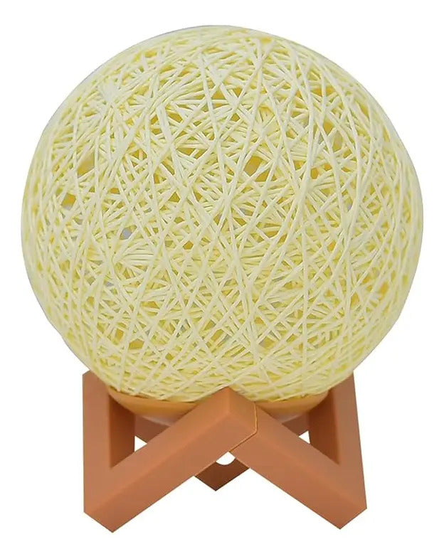 Lampara Mesa Esfera Modelo Ratan 15cm Con Base Madera - vista 4
