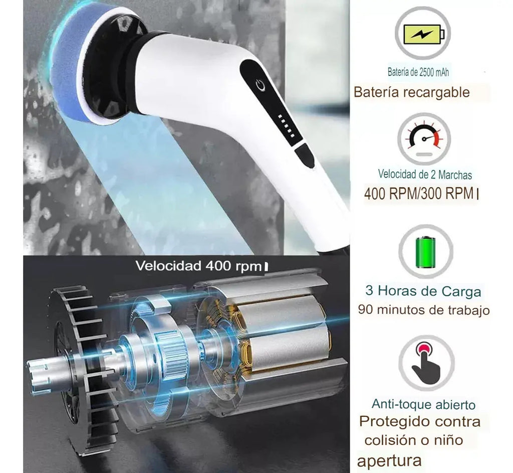 Cepillo De Limpieza Electrico Giratorio 7en 1 Recargable 25w - vista 8