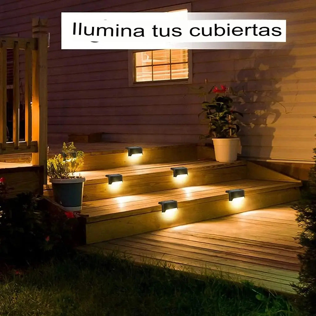 Pack 4 Focos Lampara Solar Led Escalera Pared Aplique Calida - vista 10