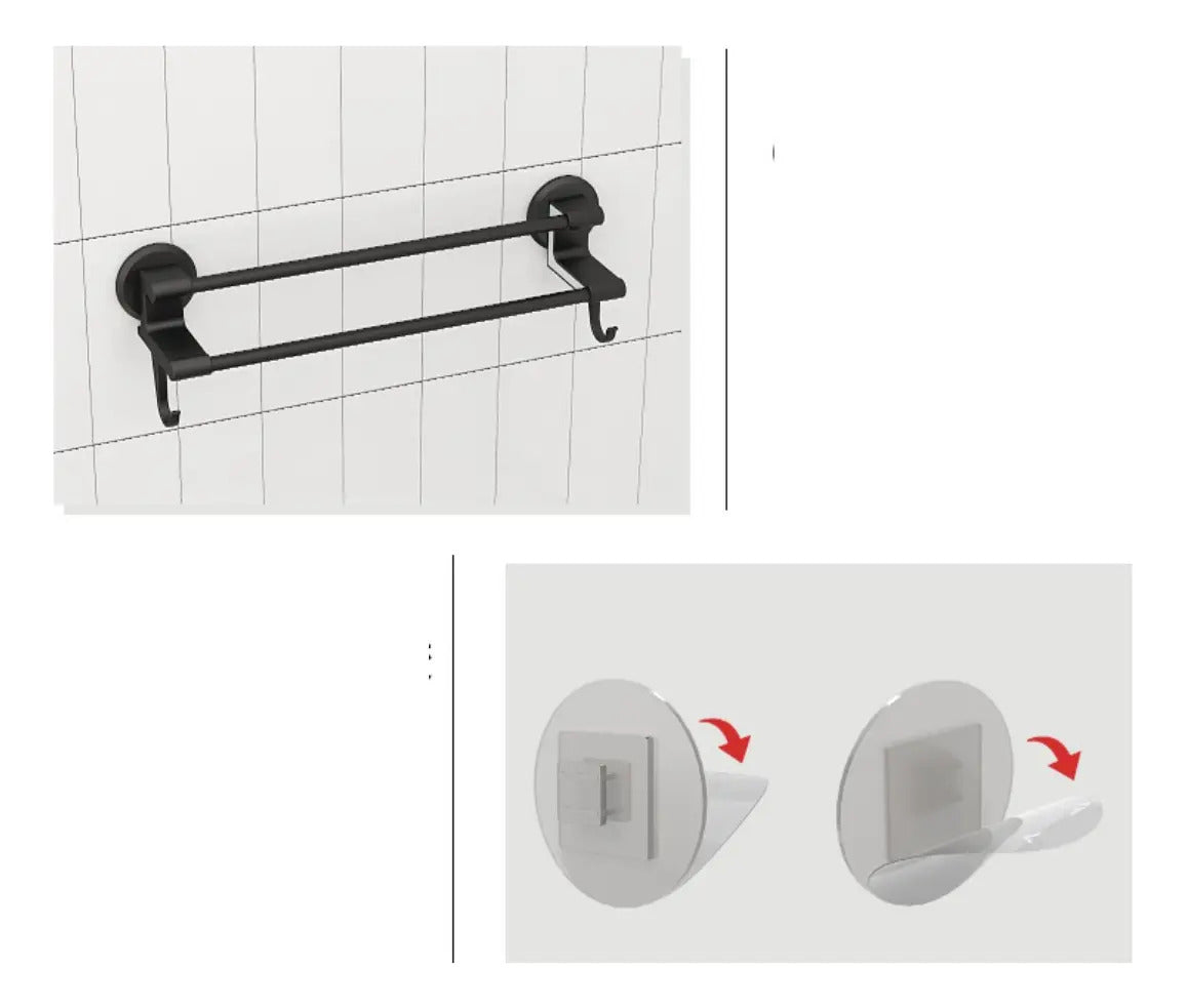 Soporte Toallero Barra Doble De Pared Toallas Baño Cocina - vista 5