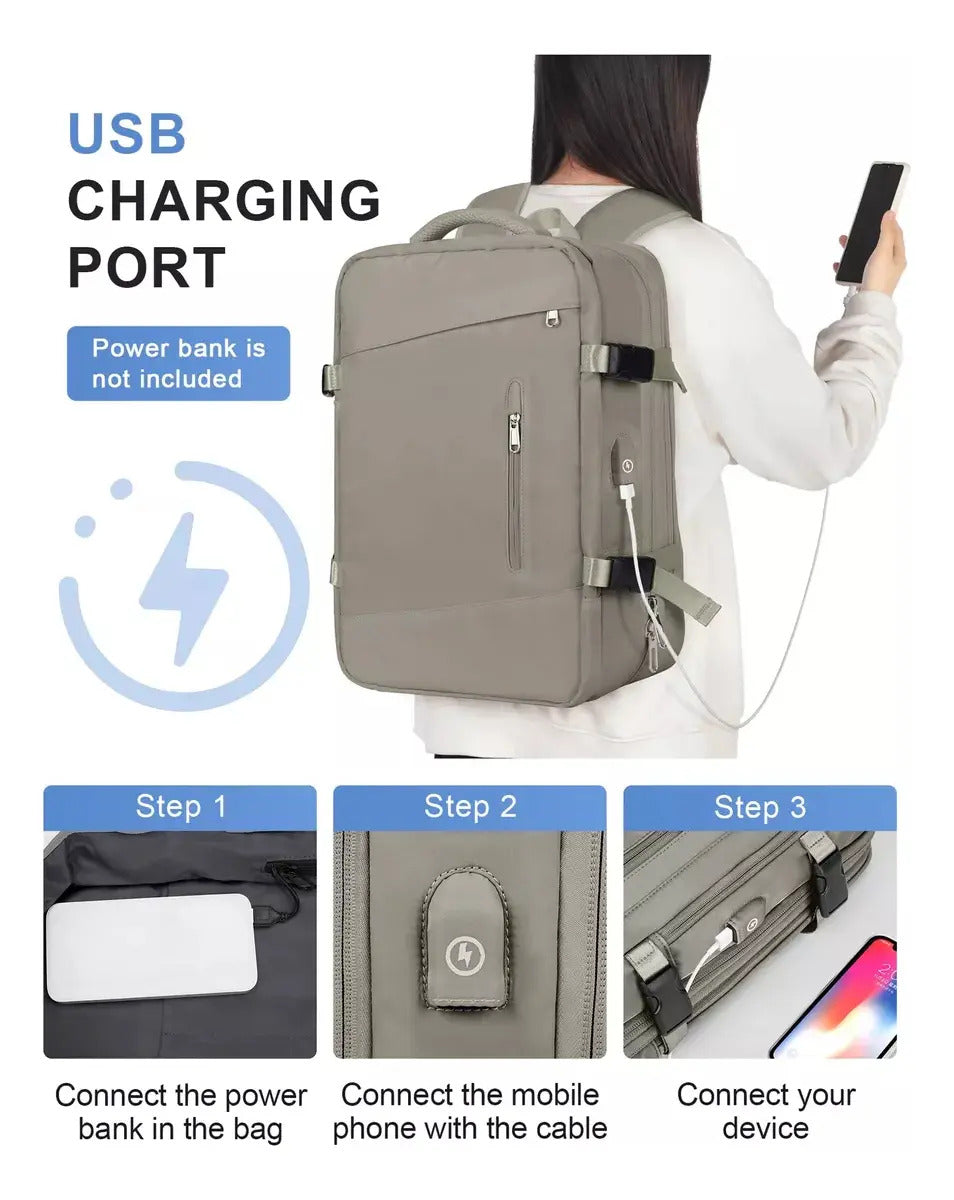 Mochila Viral Tiktok Ideal Para Cabina De Avión Con Usb - vista 9