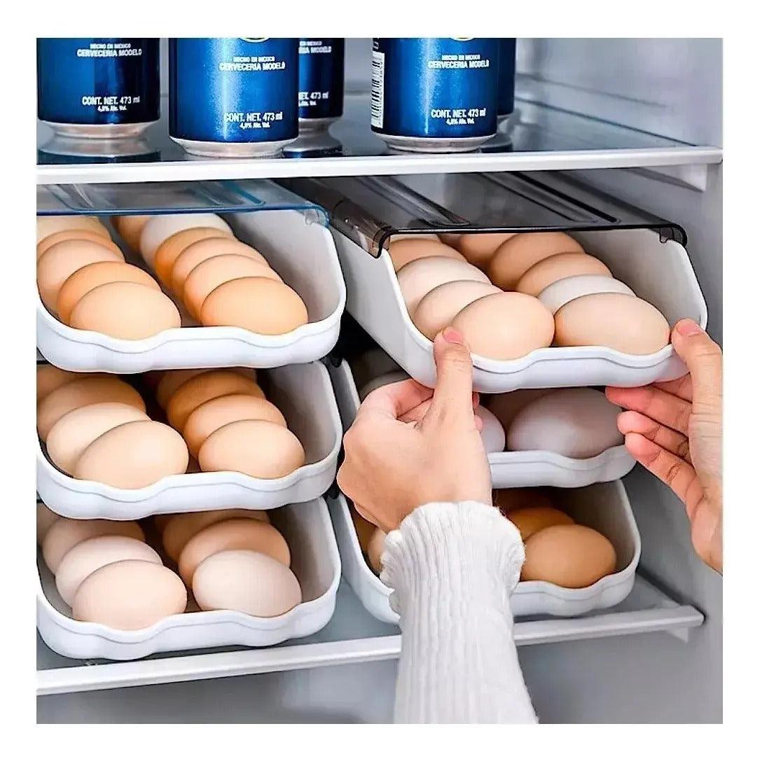 Organizador De Huevos Dispensador Huevos Automatico Apilable - vista 3