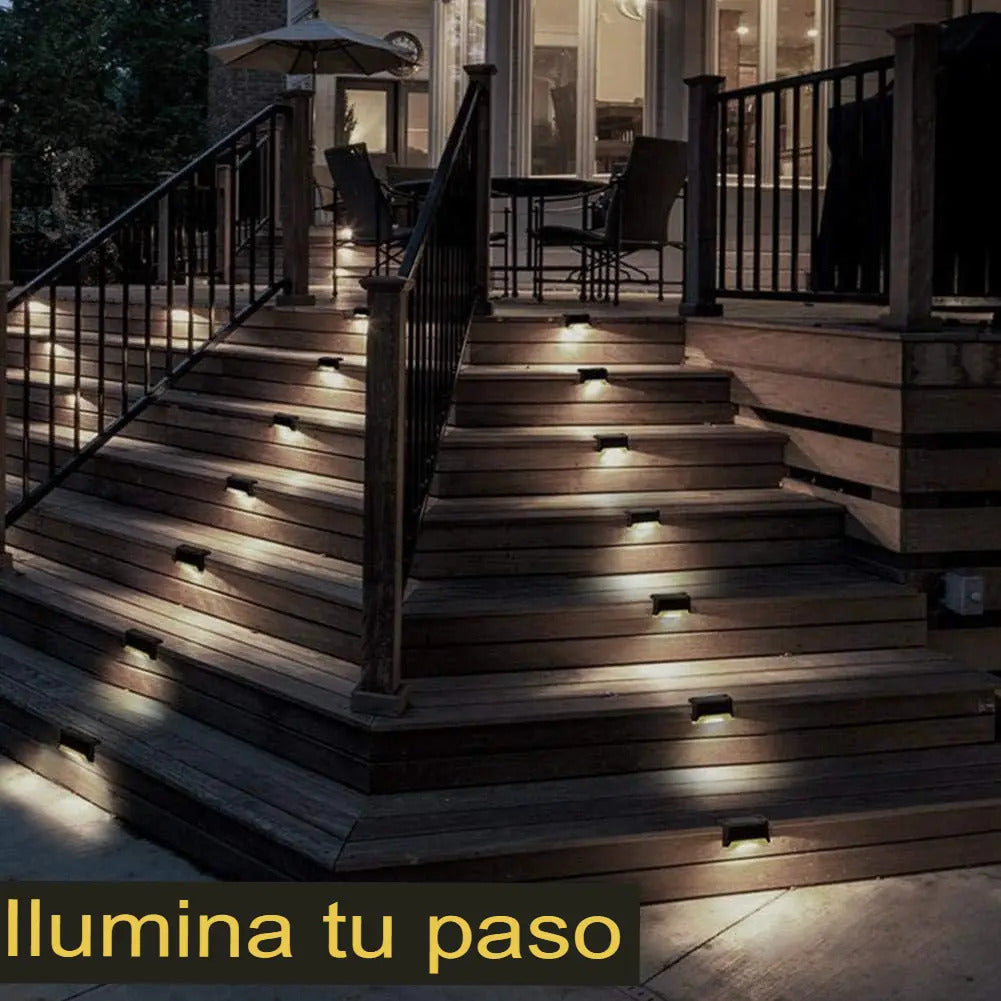 Pack 4 Focos Lampara Solar Led Escalera Pared Aplique Calida - vista 8