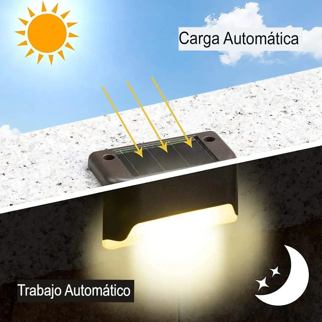 Pack 4 Focos Lampara Solar Led Escalera Pared Aplique Calida - vista 7