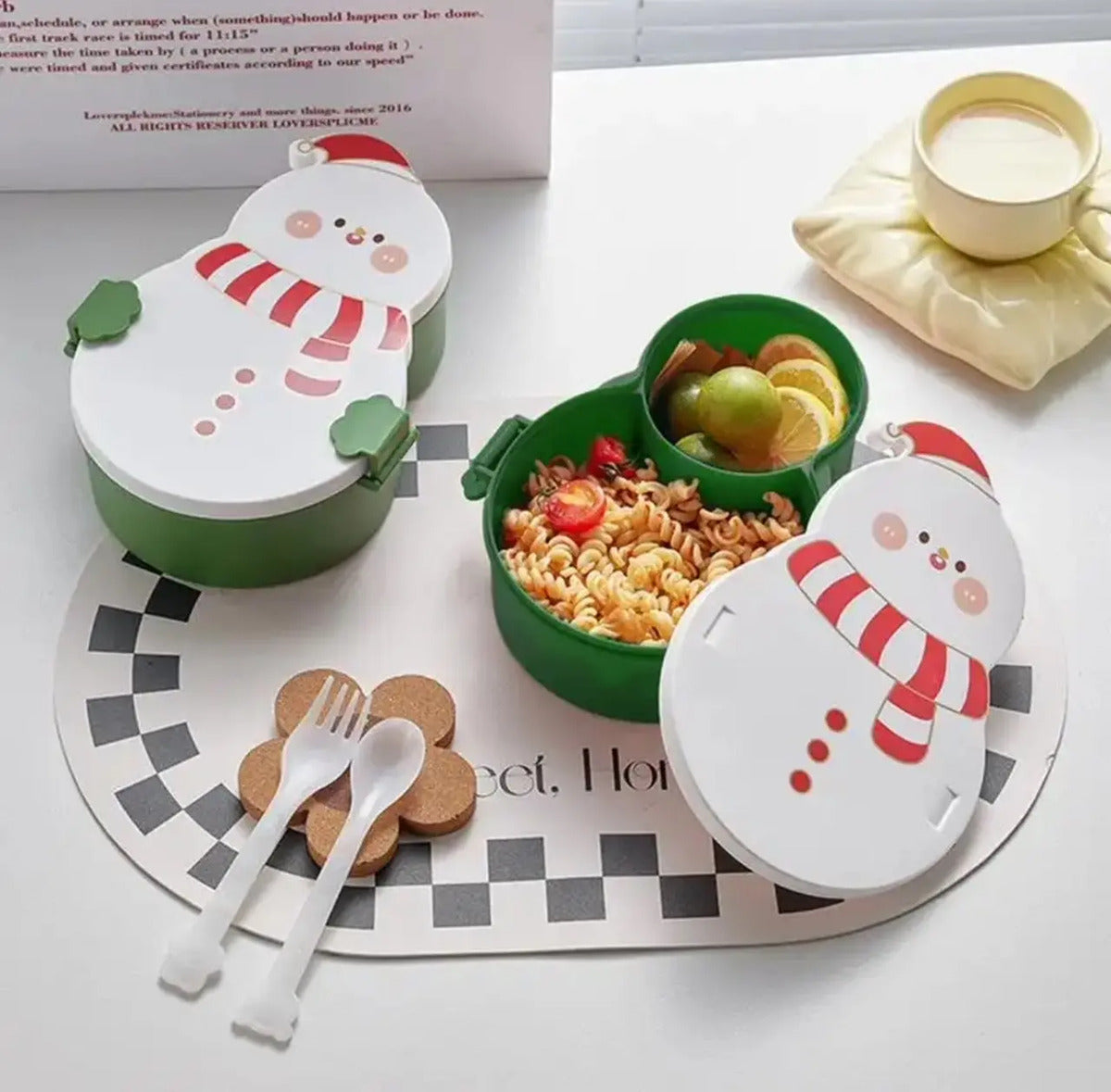 Contenedor De Alimentos De Navidad Con Division Y Cubiertos - vista 5