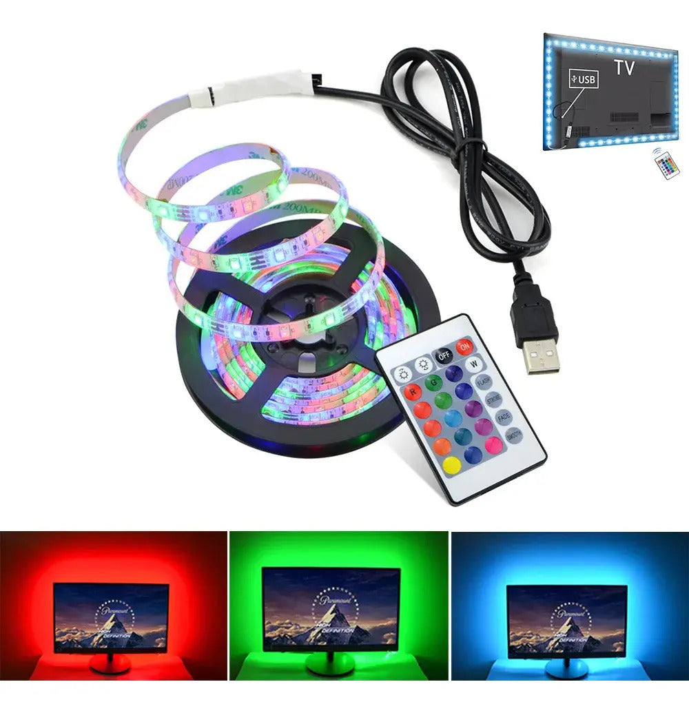 Luces Led Tira 16 Colores Cinta 5 Metros Led Rgb Control - vista 3