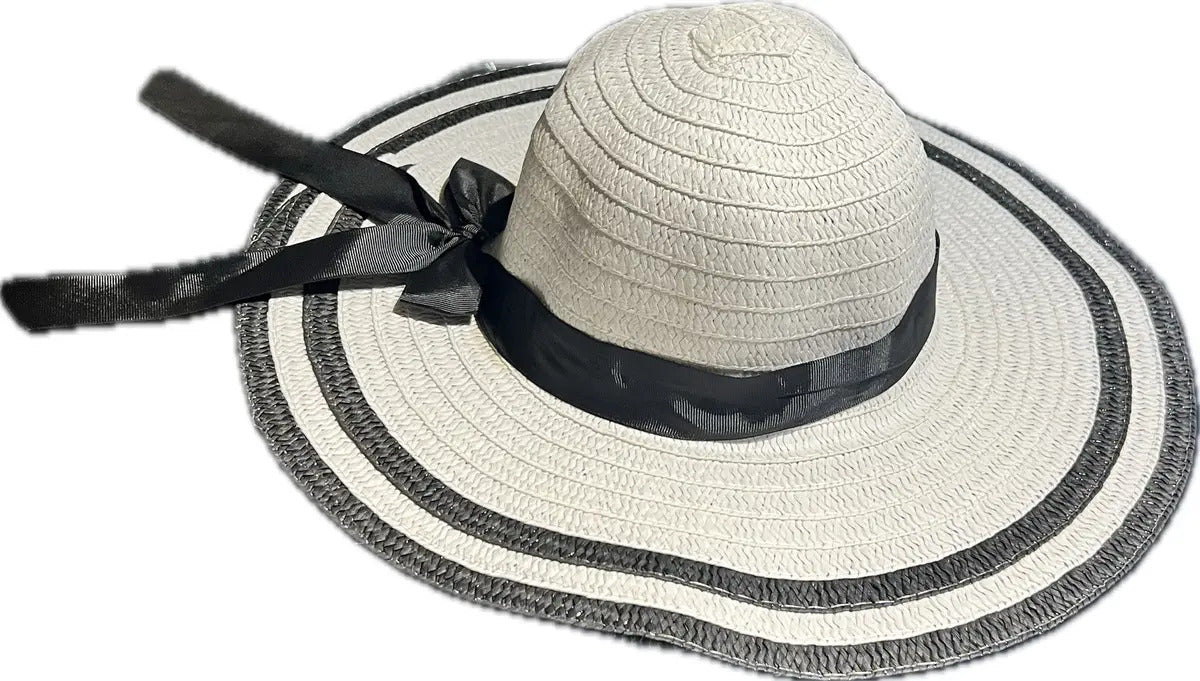 Sombrero De Verano Diseño Con Lazo Borde Negro Playa Campo - vista 9