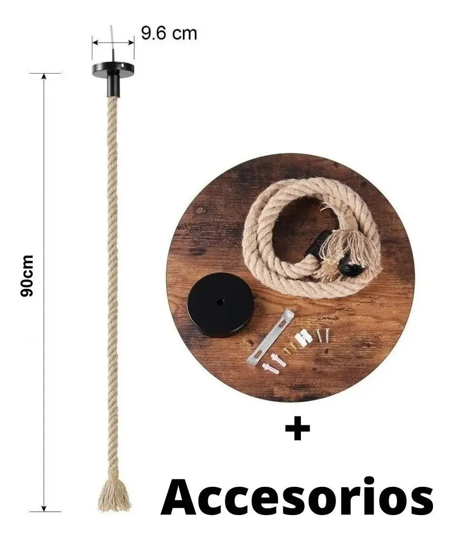 Lampara Colgante De Techo Vintage Tipo Soga Rustica Retro - vista 5
