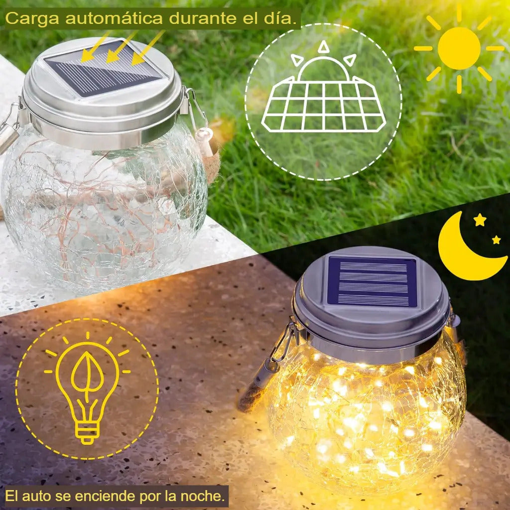 Lampara Solar Decorativa Esfera Agrietada Colgante Led - vista 4