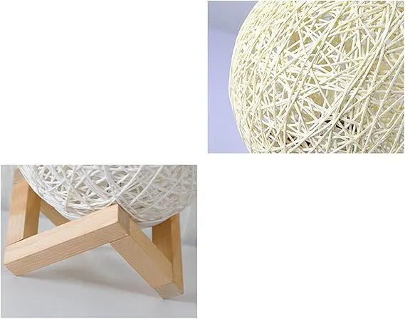 Lampara Mesa Esfera Modelo Ratan 15cm Con Base Madera - vista 5