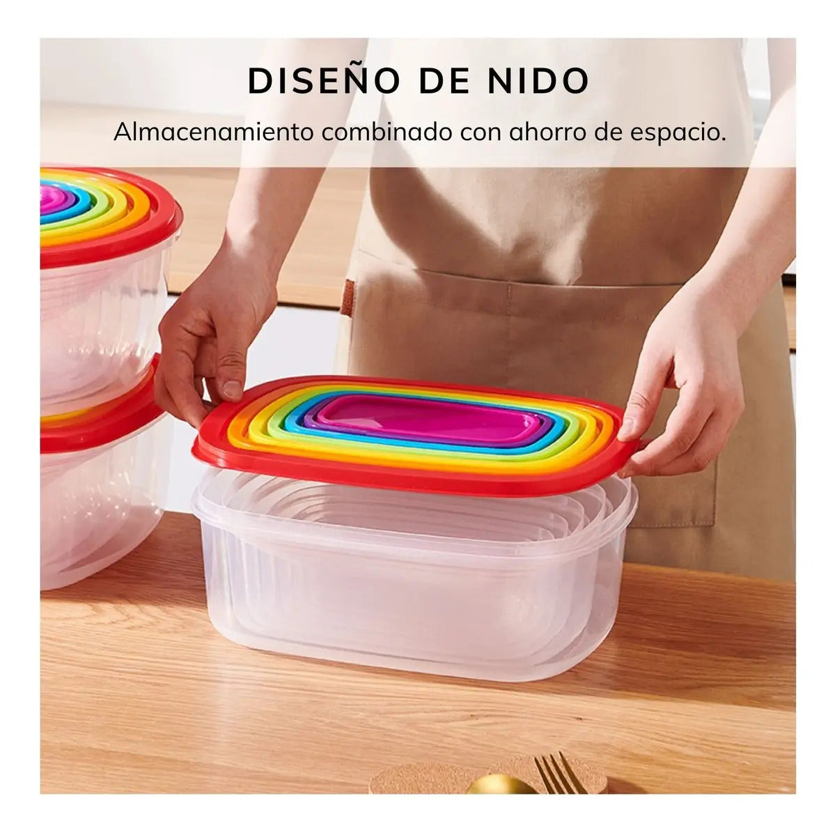 Set 5 Contenedores Hermeticos Cuadrados Taper Pote Plastico - vista 6