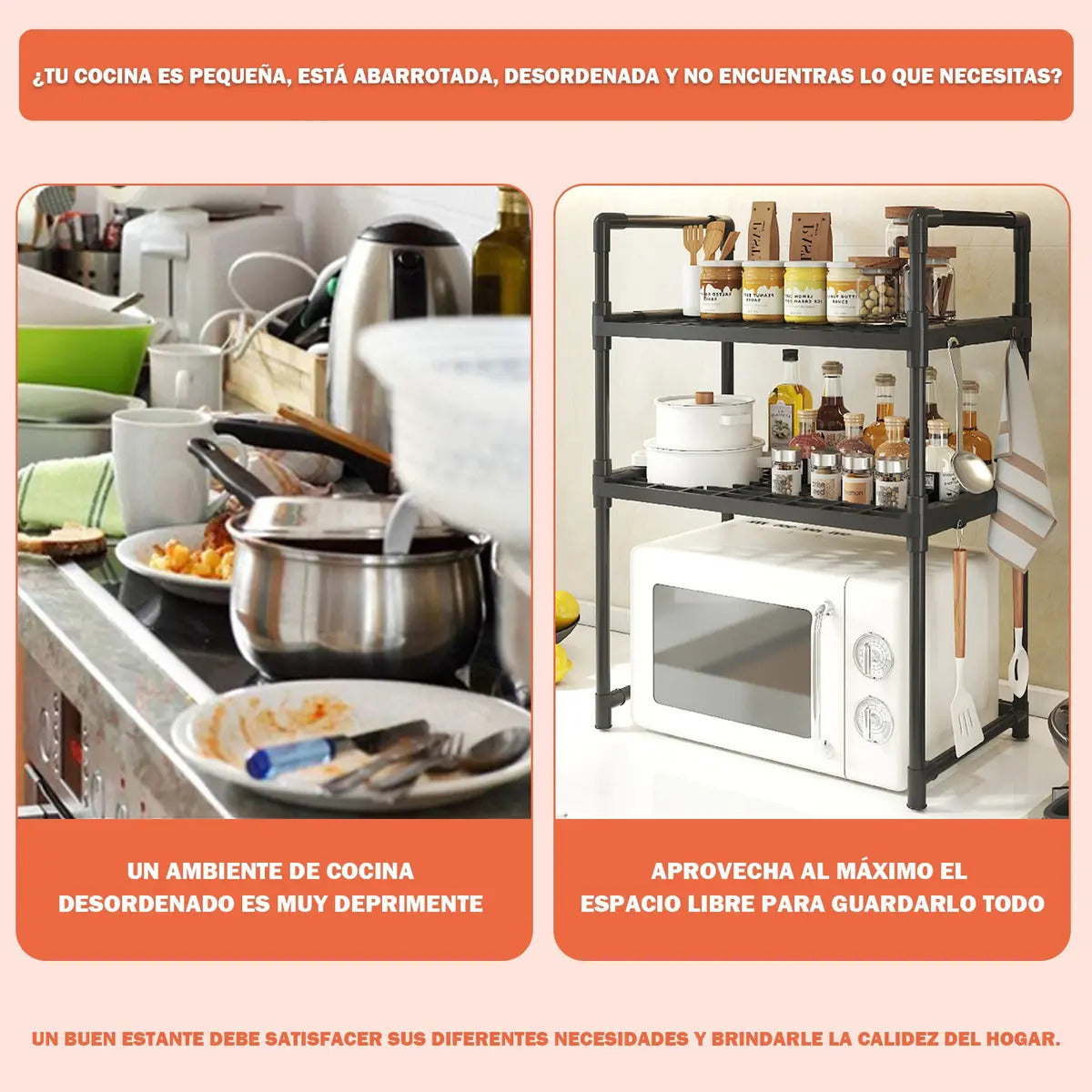 Rack Estante Organizador De Cocina Para Microondas 3 Niveles - vista 9