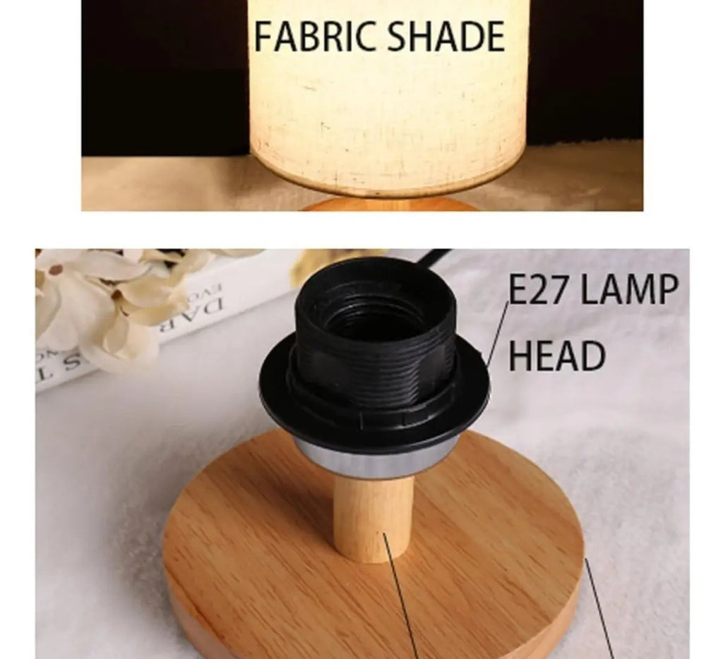 Lampara Velador Mesa Escritorio Elegante Diseño Madera E27 - vista 9