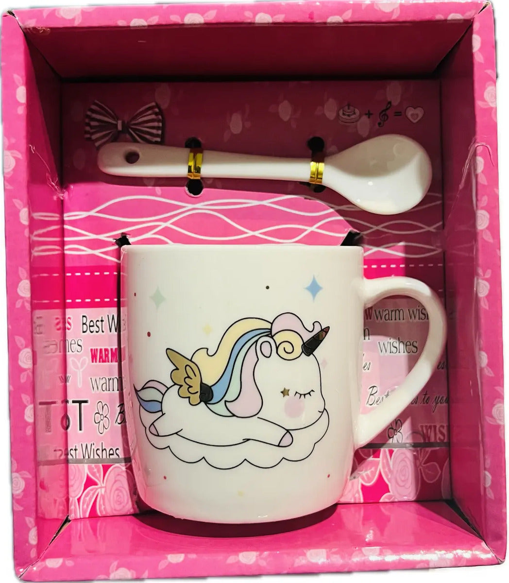 Taza De Cafe Con Cucharilla Lindo Diseño Kawaii Ideal Regalo - vista 10