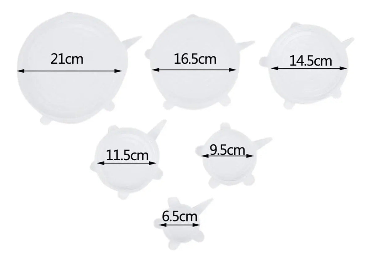 Set De 6 Tapas De Silicona Ajustables Para Alimentos Sellado - vista 2