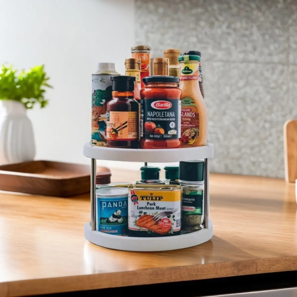 Especiero Giratorio Organizador Circular De Cocina 2 Niveles - vista 4
