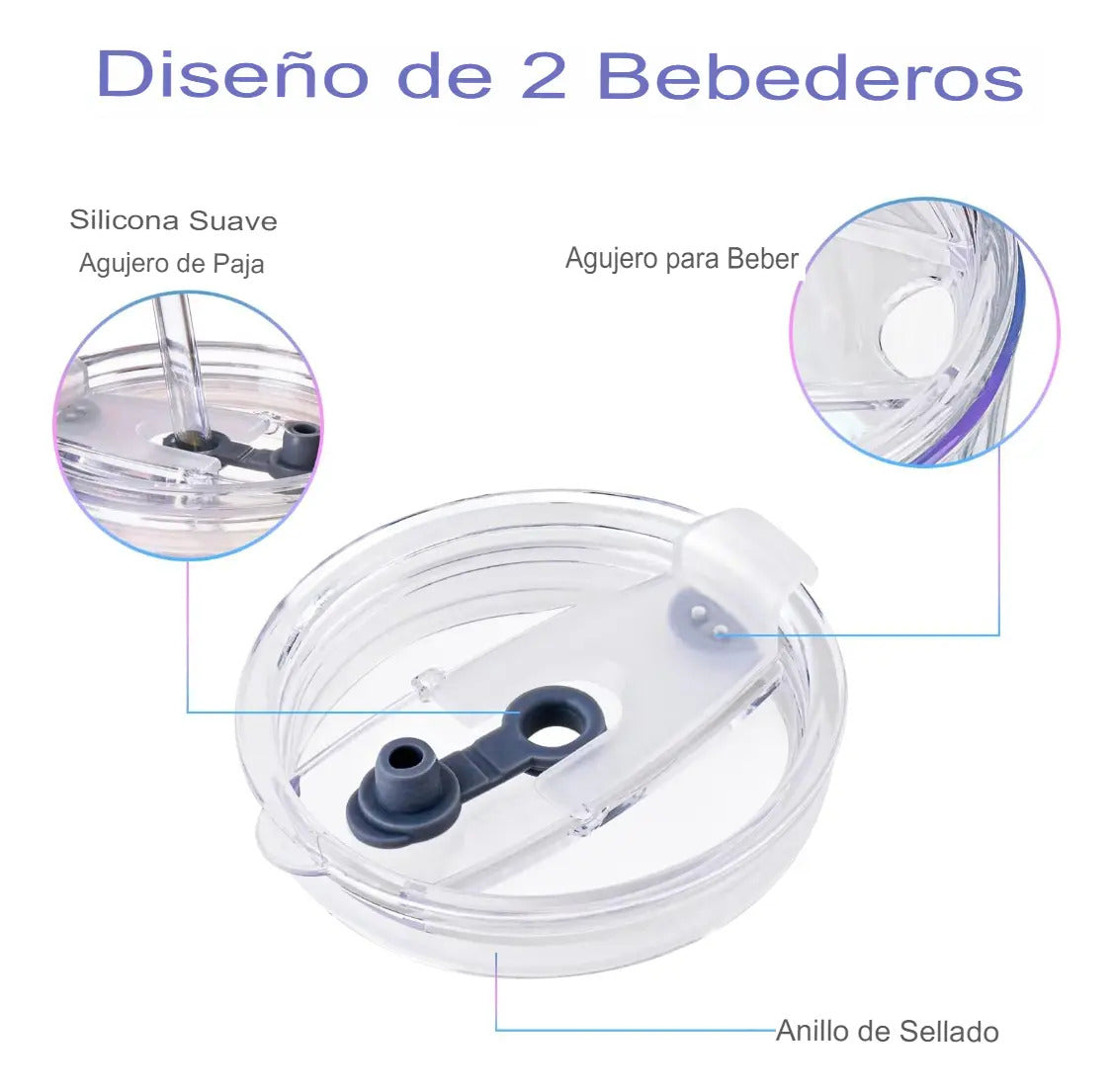 Vaso De Vidrio Con Bombilla Y Tapa Hermetica Diseño Moderno - vista 3