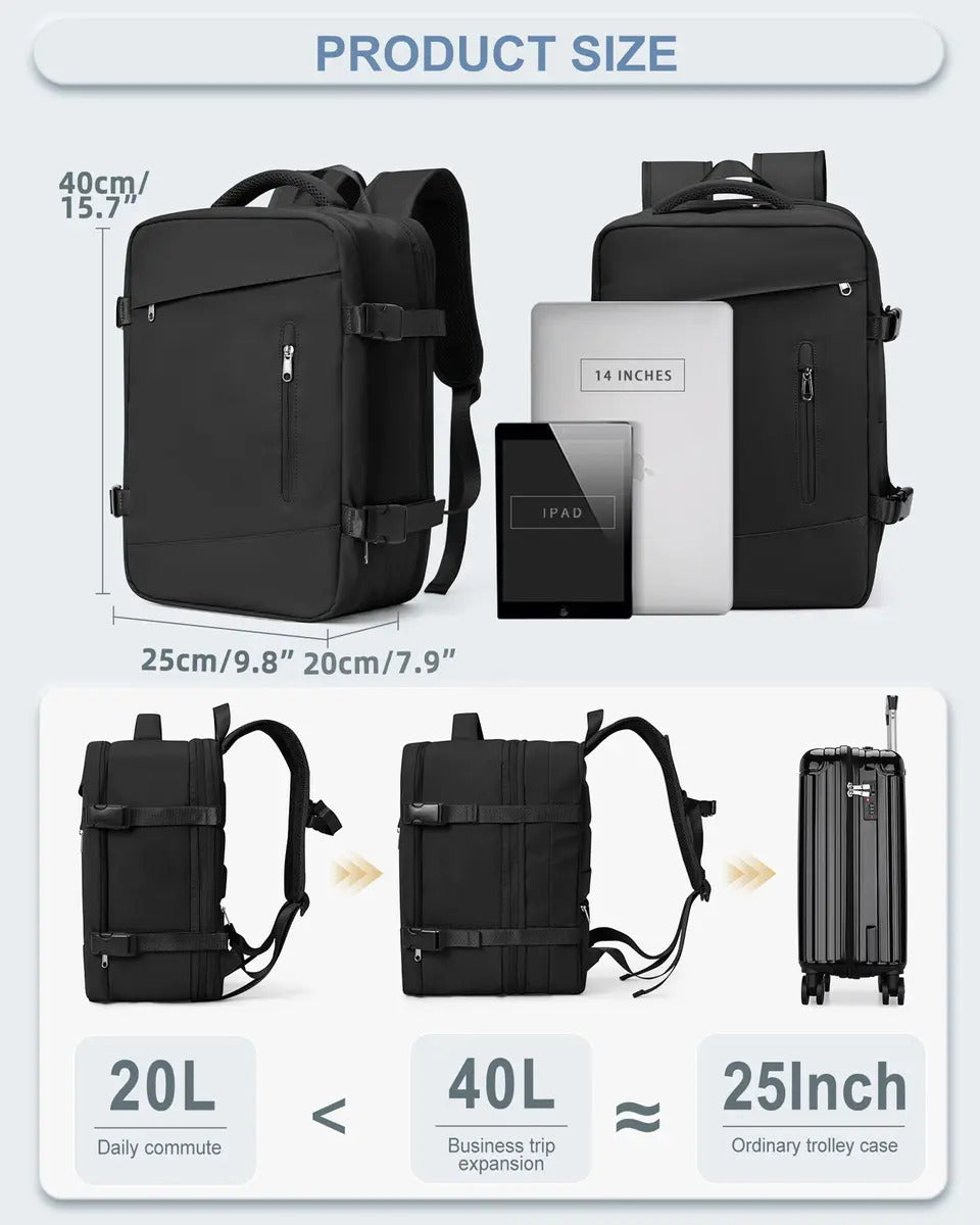 Mochila Viral Tiktok Ideal Para Cabina De Avión Con Usb - vista 3