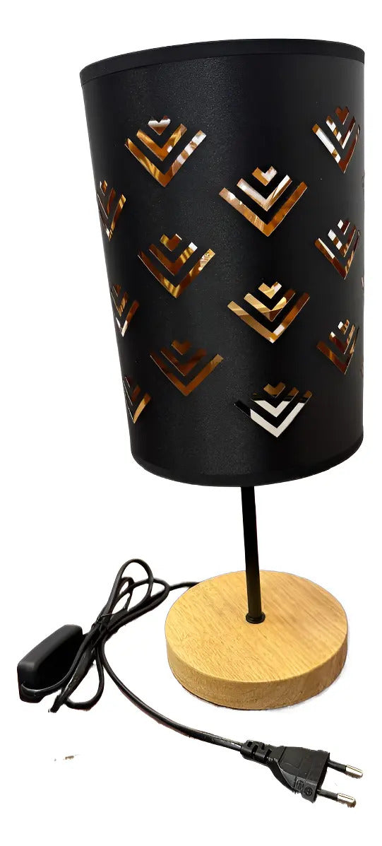 Lámpara velador con base de madera