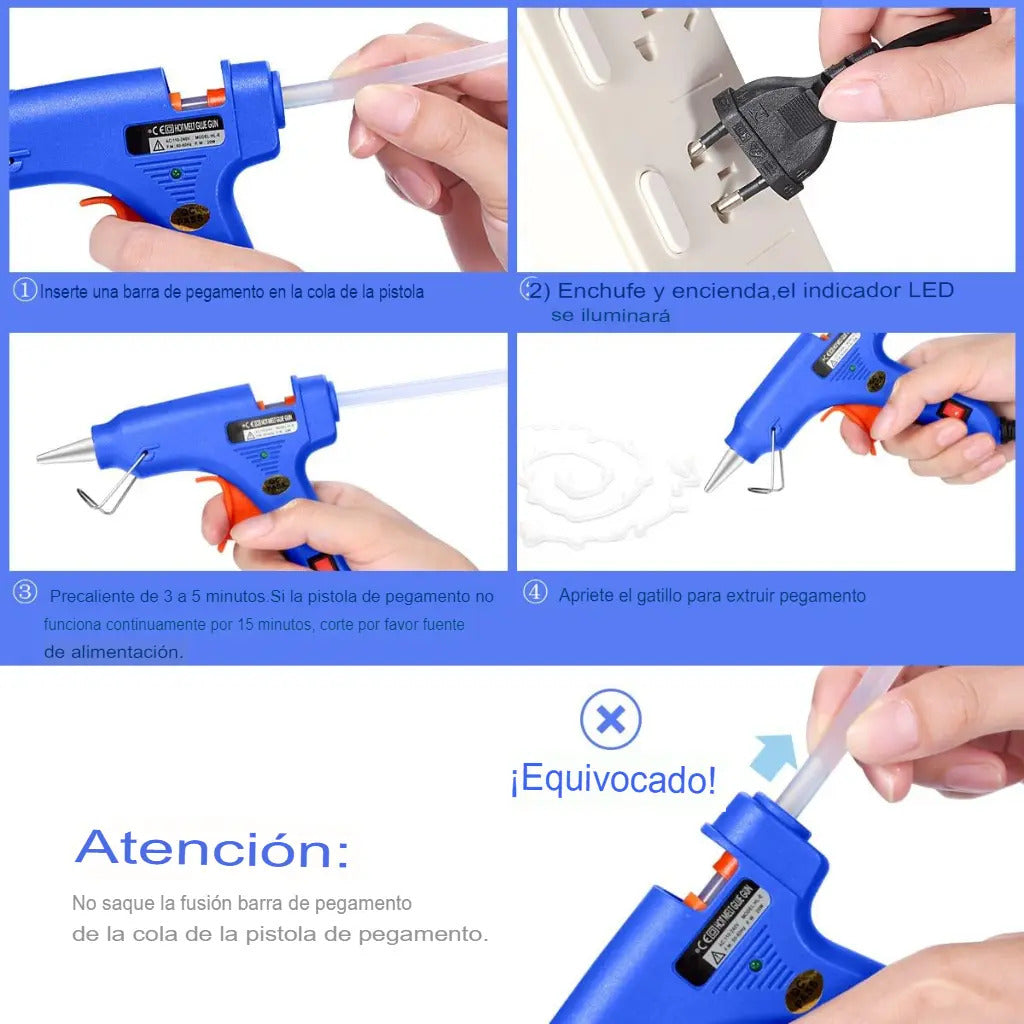 Pistola De Silicona Electrica 60w Mas 10 Barras Silicon 10mm - vista 6