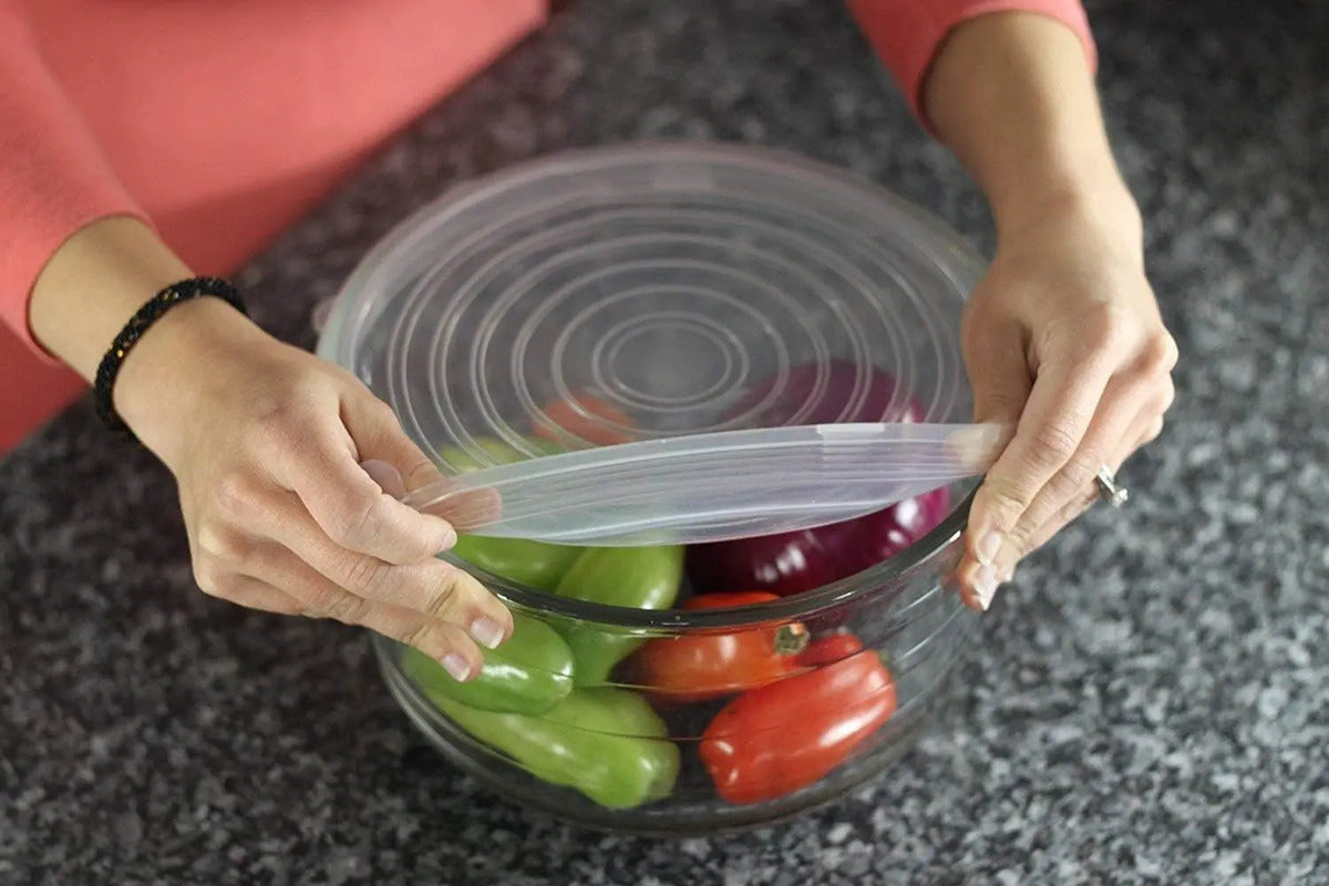 Set De 6 Tapas De Silicona Ajustables Para Alimentos Sellado - vista 8