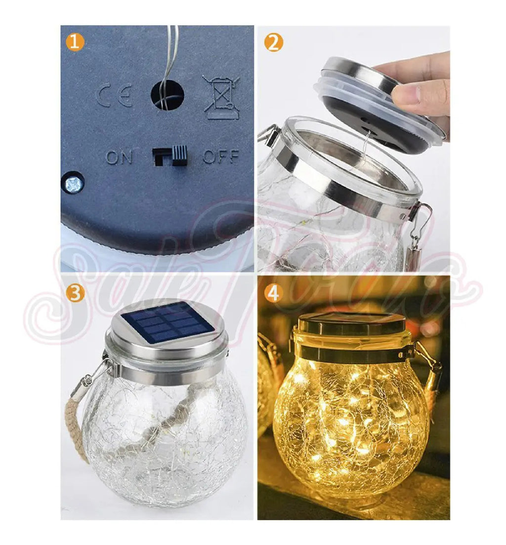 Lampara Solar Decorativa Esfera Agrietada Colgante Led - vista 7